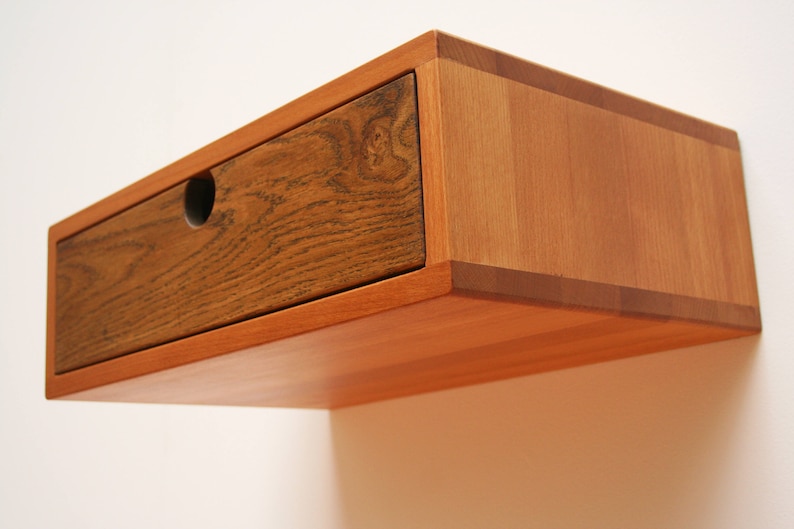 Floating Nightstand Mid Century with Oak Drawer imagem 6