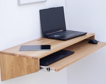 Bureau à domicile en chêne avec plateau pour clavier