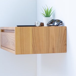Floating Nightstand Handmade in Solid Walnut / in Solid Cherry image 6