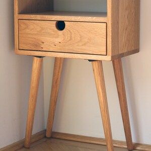 Mid Century Nightstand Bedside Table With Drawer / White Oak / Dark Oak image 9