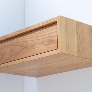Floating Nightstand Handmade in Solid Walnut / in Solid Cherry image 9