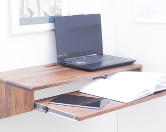 Home Office Walnut Desk with Keyboard Tray