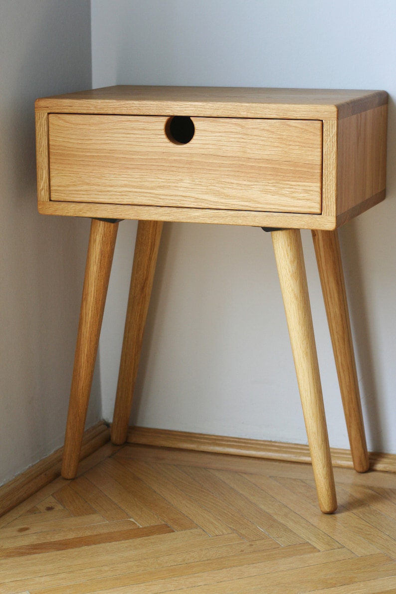 Mid Century Modern Nightstand / White Oak / Dark Oak image 1