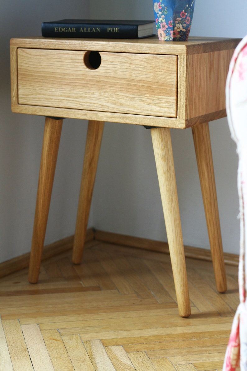Mid Century Modern Nightstand / White Oak / Dark Oak Etsy