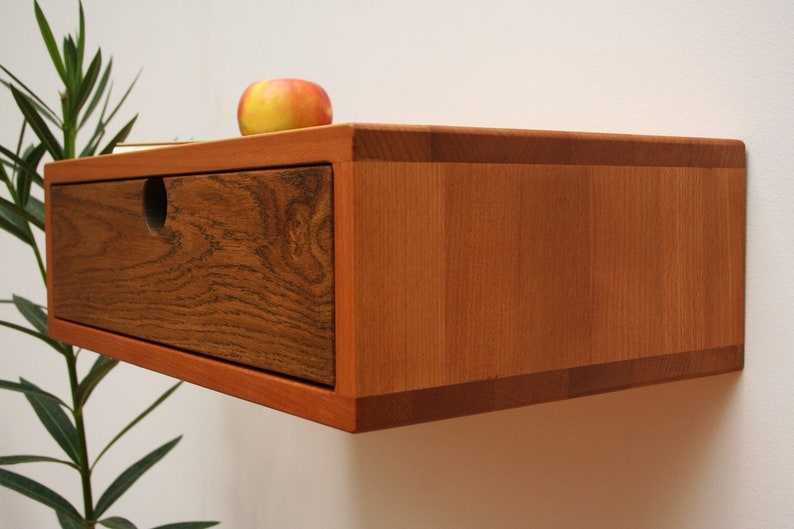 Floating Nightstand Mid Century with Oak Drawer imagem 4