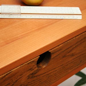 Table de chevet flottante Mid Century avec tiroir en chêne image 5
