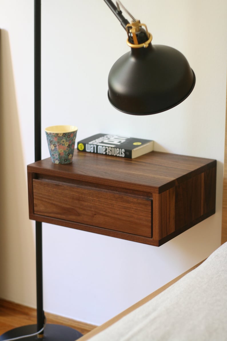 Floating Nightstand with Drawer / Mid Century Modern Bedside Etsy