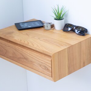 Floating Nightstand Handmade in Solid Walnut / in Solid Cherry image 3