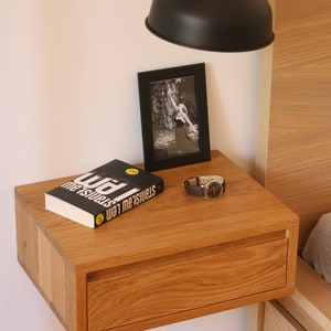 Floating Nightstand with Drawer in Oak / Modern Bedside Table / White Oak / Dark Oak image 3