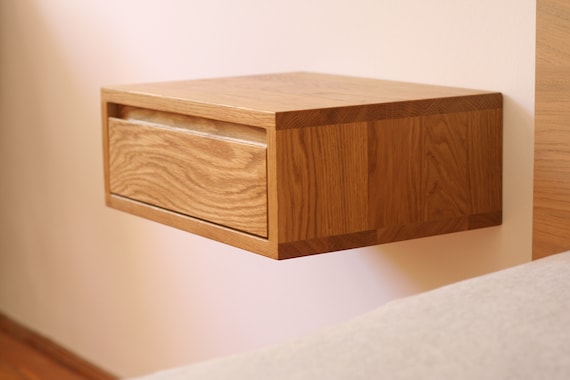 Oak floating 2024 bedside table