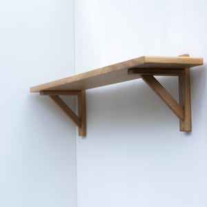 Oak Shelf Rustic Modern Solid Wood Bracket image 5