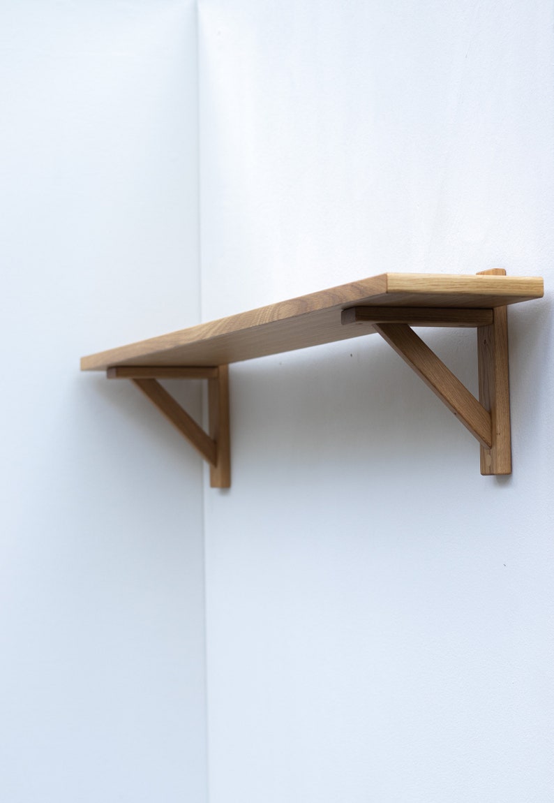 Oak Shelf Rustic Modern Solid Wood Bracket image 5