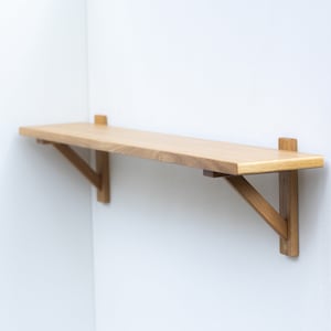 Oak Shelf Rustic Modern Solid Wood Bracket image 1