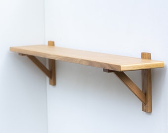 Oak Shelf Rustic Modern Solid Wood Bracket