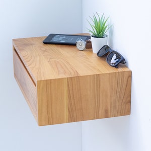 Floating Nightstand Handmade in Solid Walnut / in Solid Cherry image 2