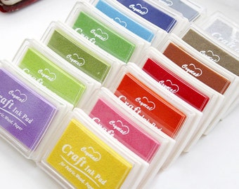 Leoie DIY Ink Pad Multicolour Inkpad Stamp Decoration Fingerprint Rose red