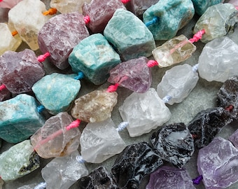 Natural Raw Chunky Crystal Nugget Beads, Untreated Ore beads, Statement Beads, 1 bead or full strand