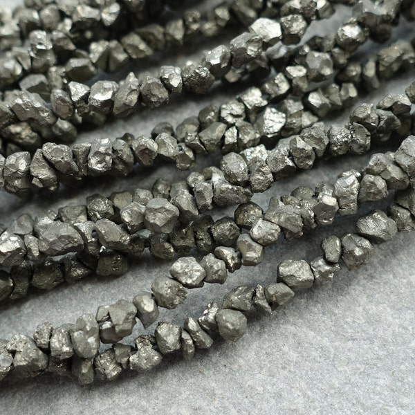 3x4mm Natural Raw Pyrite Nuggets, Gold Chip Nugget Beads, Boho Beads, Irregular small beads, Raw Crystal Beads, Craft Supplies, Gemstone