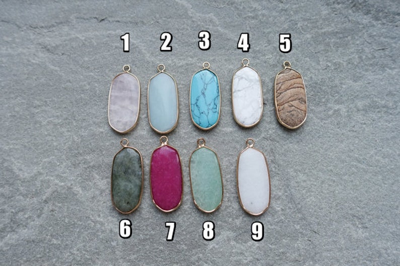 10 stone types Oval Gemstone Pendant UK Smooth Pendant with Etsy