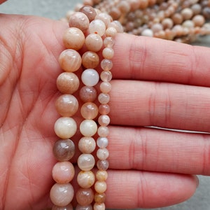 6 Sizes Natural Peach Moonstone Beads,4mm 6mm 8mm 10mm 12mm 14mm gemstone beads, Round Beads, Craft Supplies image 6