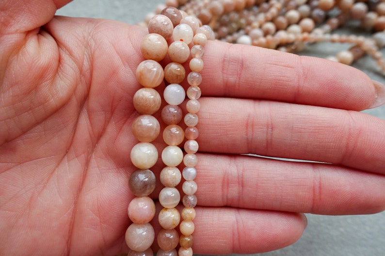 6 Sizes Natural Peach Moonstone Beads,4mm 6mm 8mm 10mm 12mm 14mm gemstone beads, Round Beads, Craft Supplies image 6