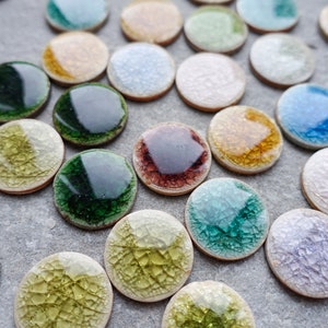 12 couleurs - Cabochon 20 mm en porcelaine, céramique émaillée craquelée, cabochons en verre 20 x 20 x 3 mm, prix par paire