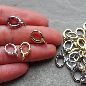 16 x 10 mm Gold oder Silber Ovalverschluss mit Feder Schnappverschluss, Kreis Verbinder gefedert, Bastelbedarf UK