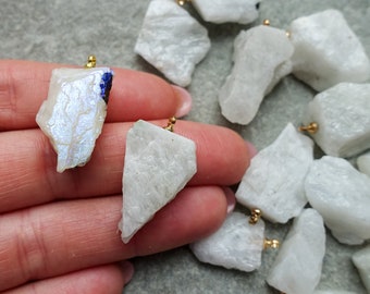 20% Raw Natural Moonstone Crystal Pendant, Freeform raw nugget stone necklace