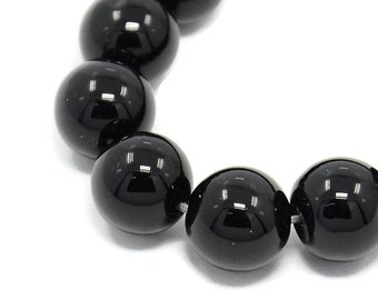 4 Sizes - Natural Black Onyx Agate Grade A Beads, 4mm 6mm 8mm 10mm gemstone beads  10 pcs or strand, craft supplies