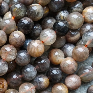 6mm 8mm Natural Black Sunstone Beads, UK gemstone beads, Round Beads, Craft Supplies, sun stone mala beads