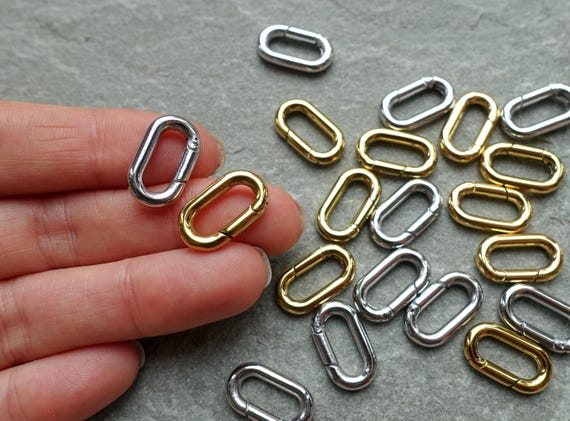 Stainless steel spring gate oval clasp, Sprung hinged oval connector 18mm