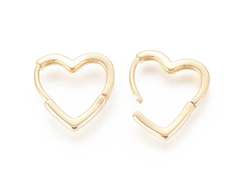 16mm Heart Huggie Hoop Earrings Finding, Long Lasting Plating, Craft Supplies UK