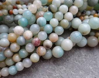 4 Sizes - Natural Amazonite Beads, Round Amazonite 4mm 6mm 8mm 10mm Gemstone Beads, Craft Supplies, Natural Beads