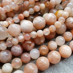 6 Sizes Natural Peach Moonstone Beads,4mm 6mm 8mm 10mm 12mm 14mm gemstone beads, Round Beads, Craft Supplies image 1