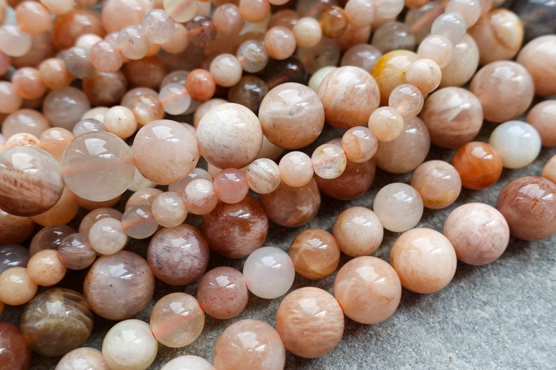 6 Sizes Natural Peach Moonstone Beads,4mm 6mm 8mm 10mm 12mm 14mm gemstone beads, Round Beads, Craft Supplies image 1