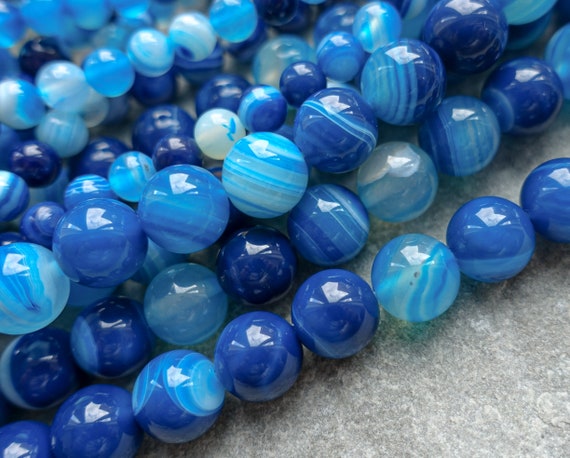 3 Sizes Coloured Blue Agate Beads, Gemstone Agate, 6mm 8mm 10mm Round  Beads, Mala, Necklace Earrings Diy Wholesale Bulk -  Israel