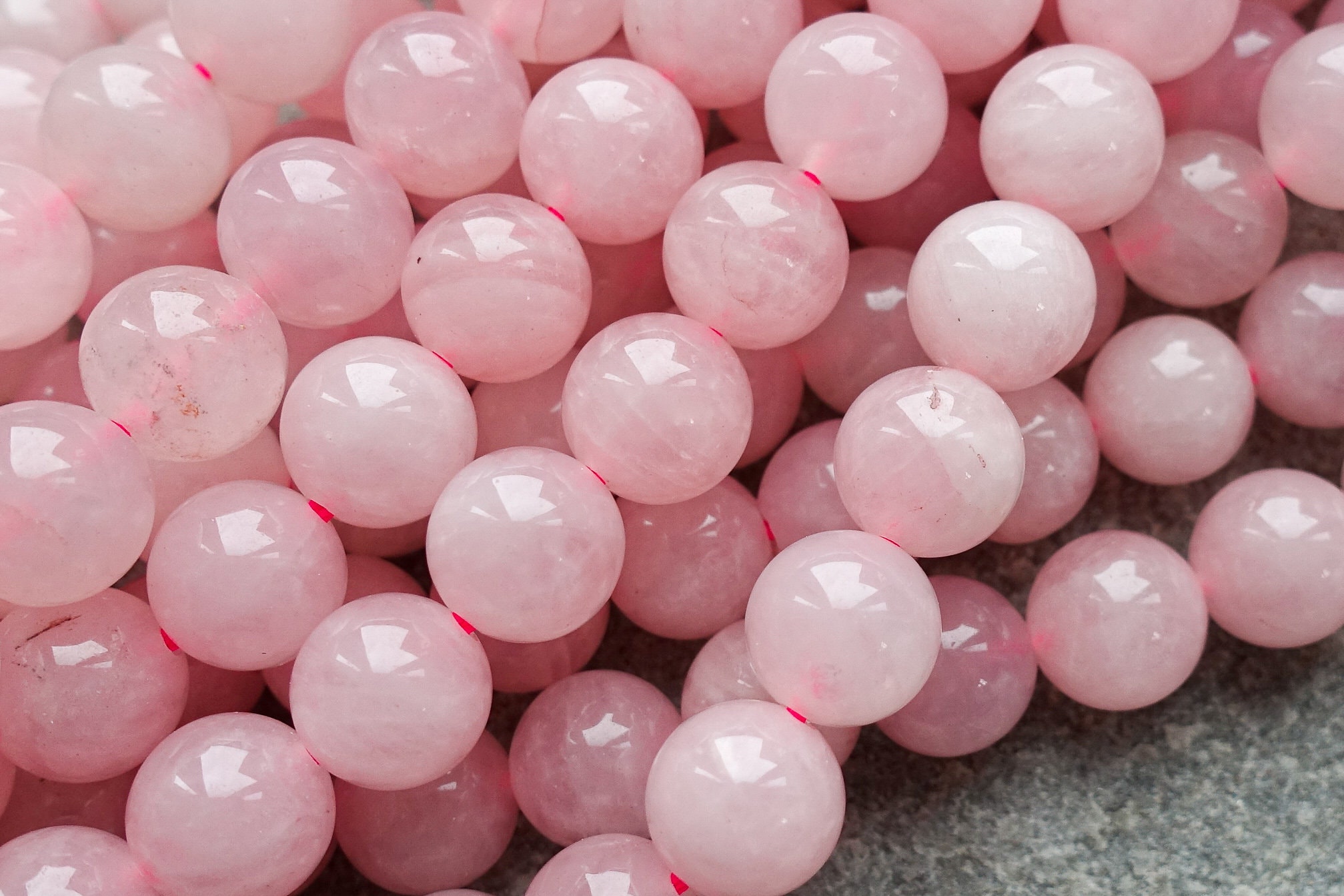 170.00 Cts Natural Faceted Pink Rose Quartz Round Shape Beads Necklace NK 54E114