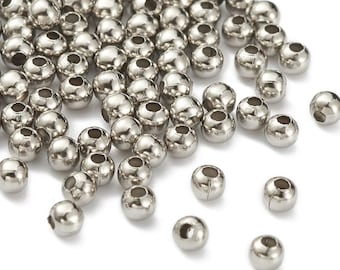 Stainless Steel Round Spacer Beads, Tarnish Resistant Craft Supplies