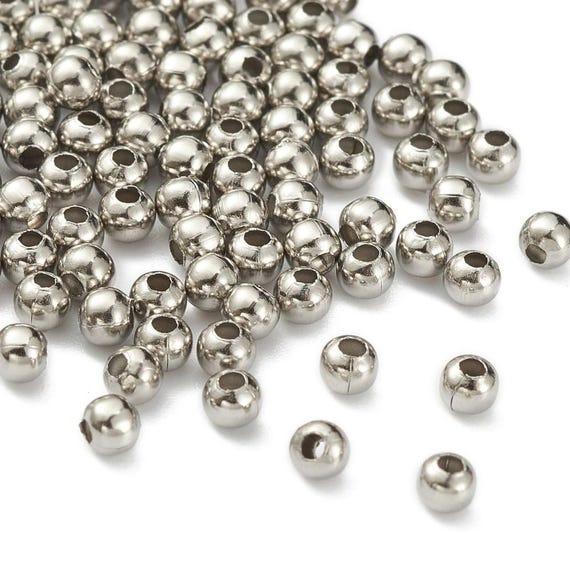 Stainless Steel Round Spacer Beads, Tarnish Resistant Craft Supplies