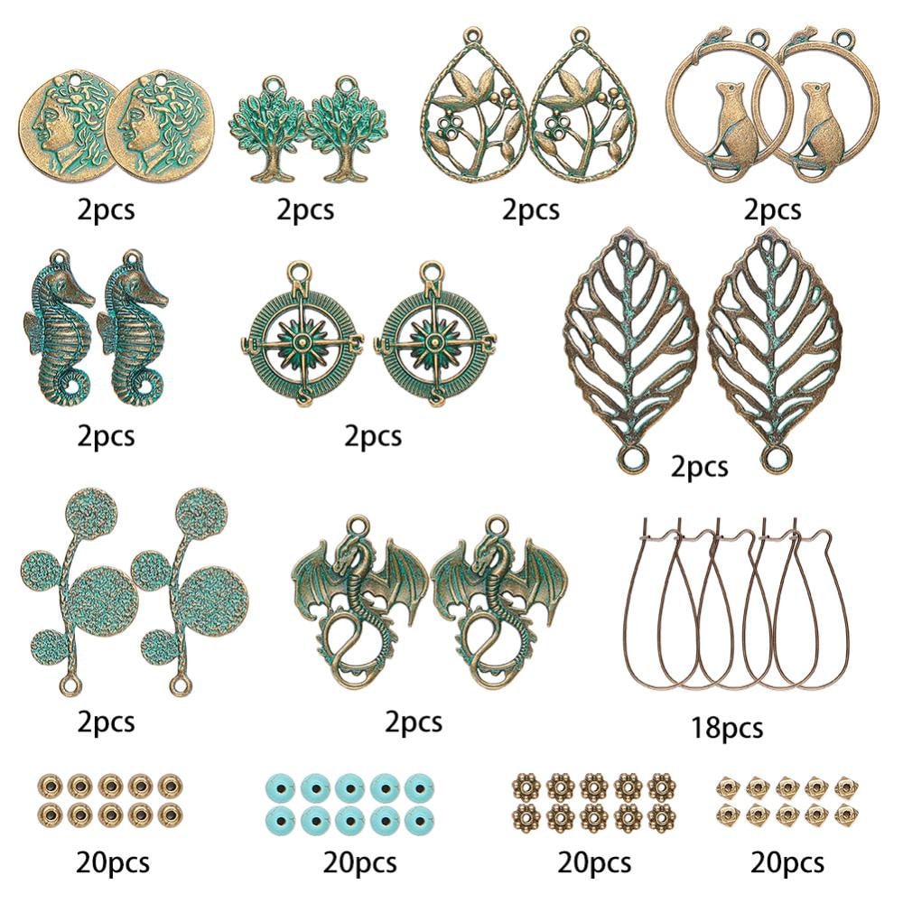 Rired 27 Earring Charms for Jewelry Making Supplies - Earring Making Kit Hypoallergenic, 24 Pair Bohemian Dangle Earring Charms Craft Set, with Earring