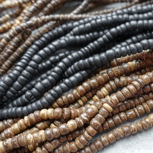 Natural Coconut Rondelle Beads, Abacus Beads, Dainty Heishi Beads, Wooden Beads, Craft Supplies UK