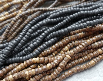Natural Coconut Rondelle Beads, Abacus Beads, Dainty Heishi Beads, Wooden Beads, Craft Supplies UK