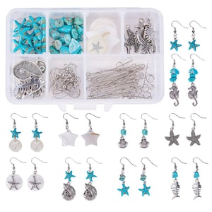 20% Sale DIY Earring Jewelry Kit, 10 pairs Shell Sea Theme Dangle Earring Kit, Jewelry Making Supplies Craft