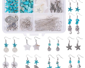 20% Sale DIY Earring Jewelry Kit, 10 pairs Shell Sea Theme Dangle Earring Kit, Jewelry Making Supplies Craft