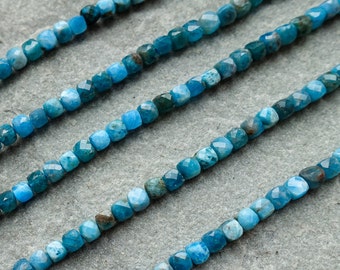 4.5mm Natural Small Apatite Faceted Cube Beads, Dainty Gemstone Beads, Crystal Seed Beads, Craft Supplies UK