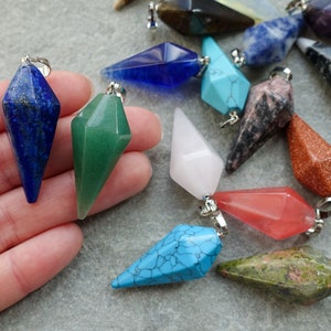 Colgante de punta de péndulo (20 % de descuento), collar de radiestesia, suministros para manualidades (Reino Unido), colgante de cono puntiagudo.