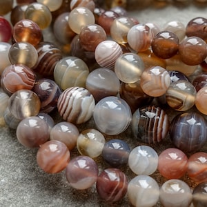 3 Sizes - Natural Botswana Agate Round Beads 4mm 6mm 8mm, High quality gemstone beads, Craft Supplies UK
