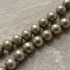 4 Sizes - Natural Pyrite Round Beads, Grade AB Beads, 4mm 6mm 8mm 10mm Gemstone Beads, Jewelry Supplies