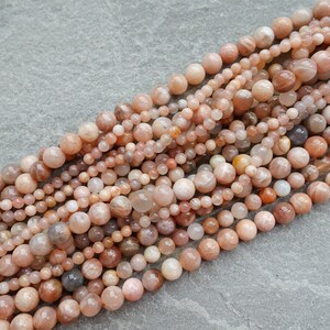 6 Sizes Natural Peach Moonstone Beads,4mm 6mm 8mm 10mm 12mm 14mm gemstone beads, Round Beads, Craft Supplies image 4