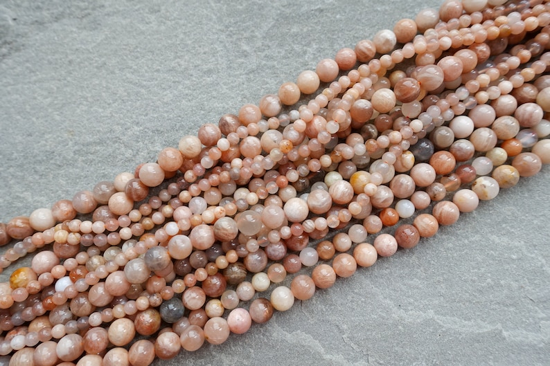 6 Sizes Natural Peach Moonstone Beads,4mm 6mm 8mm 10mm 12mm 14mm gemstone beads, Round Beads, Craft Supplies image 4